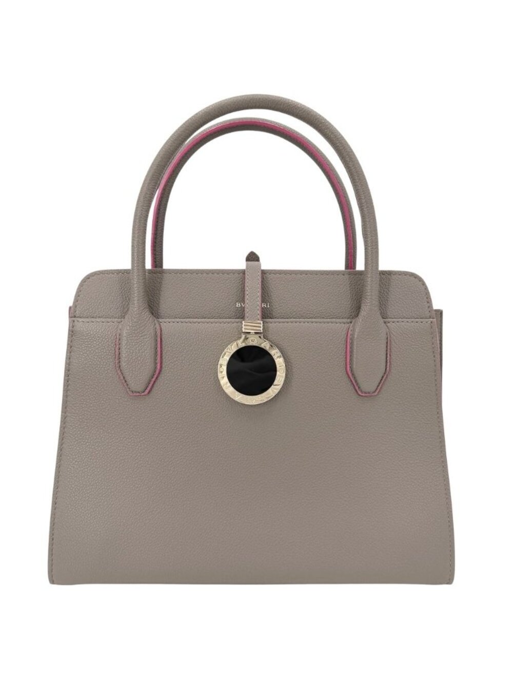 Bvlgari 2-Way Alba Shoulder Bag Crossbody Leather Greige Pink Gold